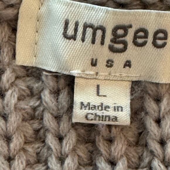 UMGEEUSA Tan Cowl Neck Tunic Sweater  Size Large, Oversized Cable Knit Wool - Picture 8 of 9